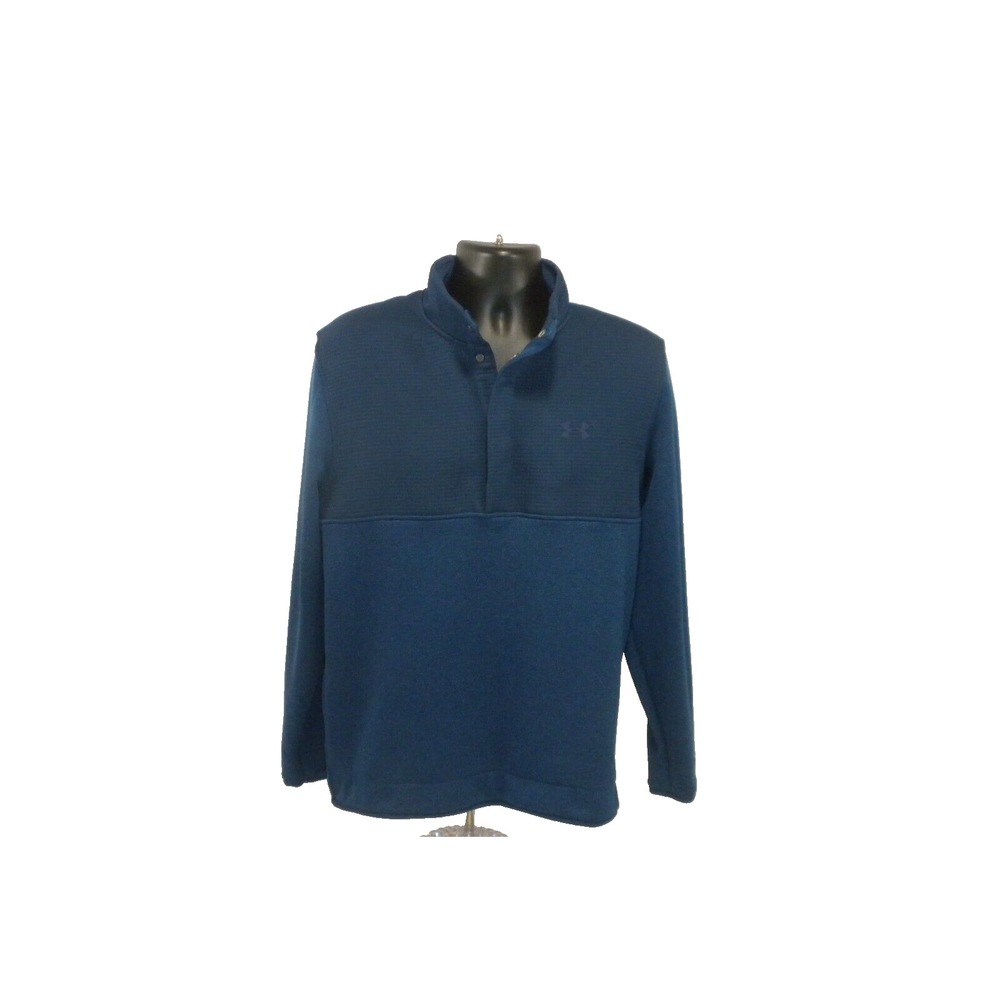 Under‎ Armour Storm Sweater Mens L Blue Fleece Golf 1/2 Snap Coldgear 1356660